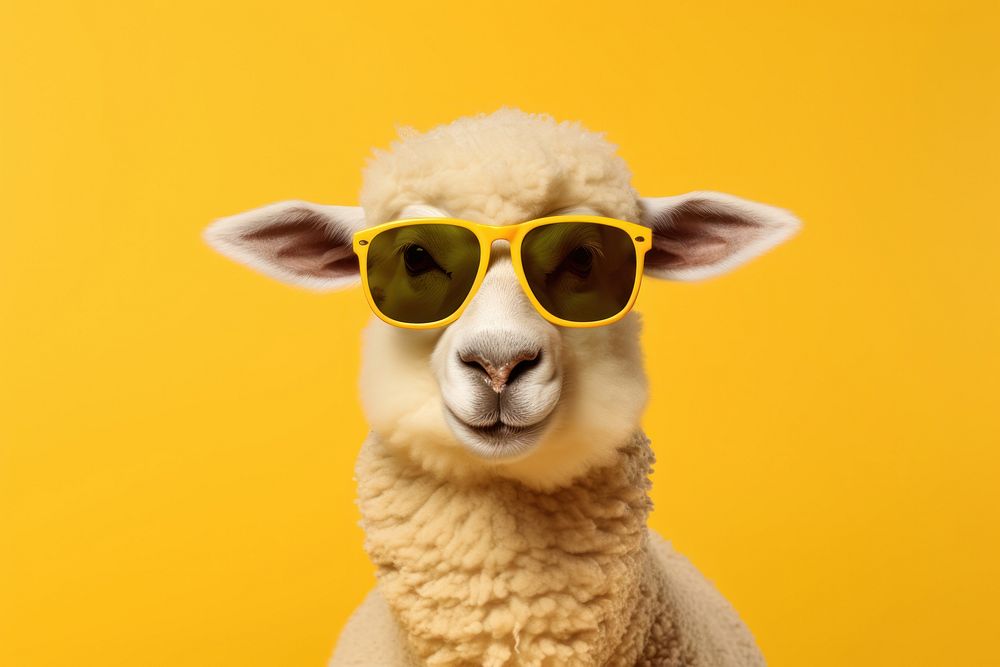 Sunglasses sheep mammal animal. AI generated Image by rawpixel.