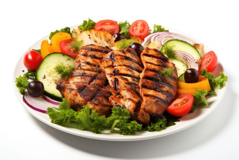 Grilled chicken vegetable salad plate. AI generated Image by rawpixel.