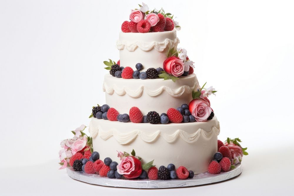 Wedding cake dessert berry fruit. AI generated Image by rawpixel.