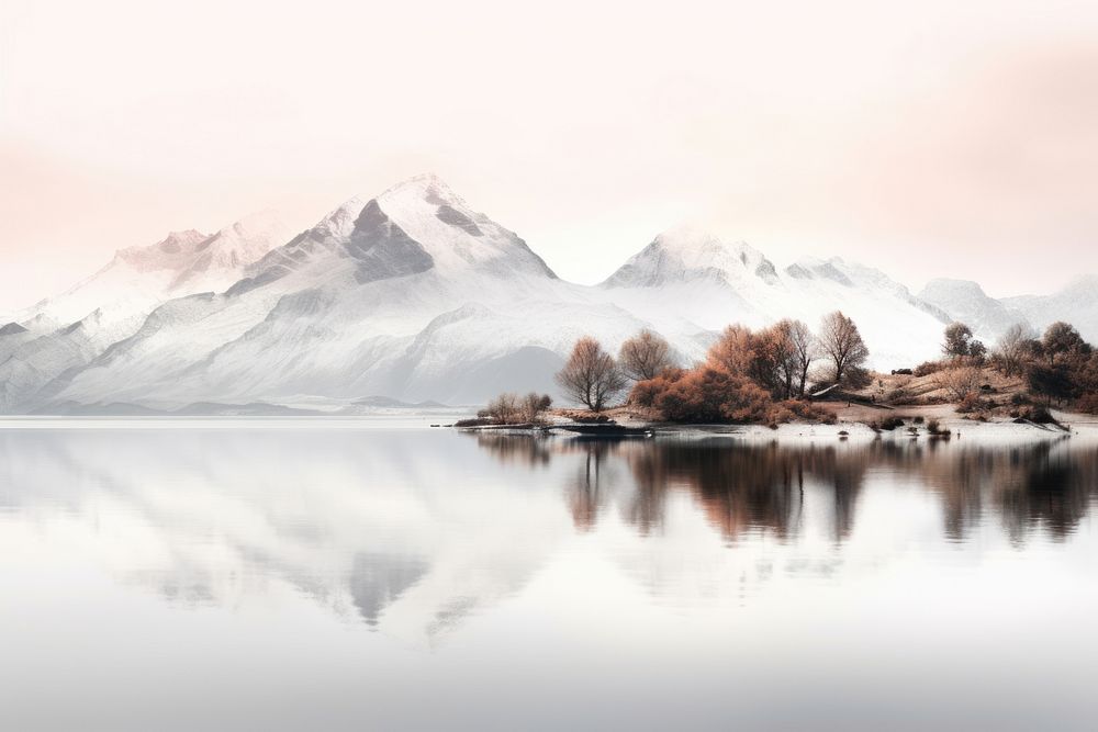 Mountain lake landscape panoramic. AI generated Image by rawpixel.