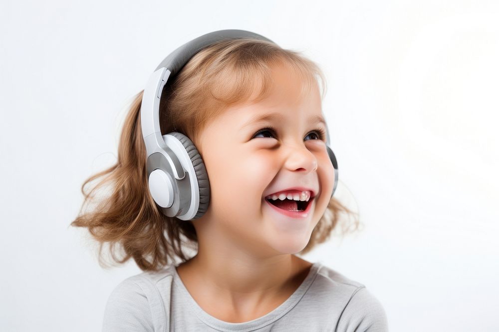 Headphones listening headset smile. AI generated Image by rawpixel.