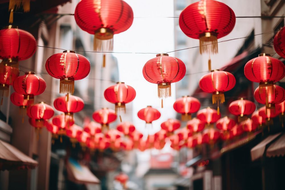 Lantern festival street red. AI generated Image by rawpixel.