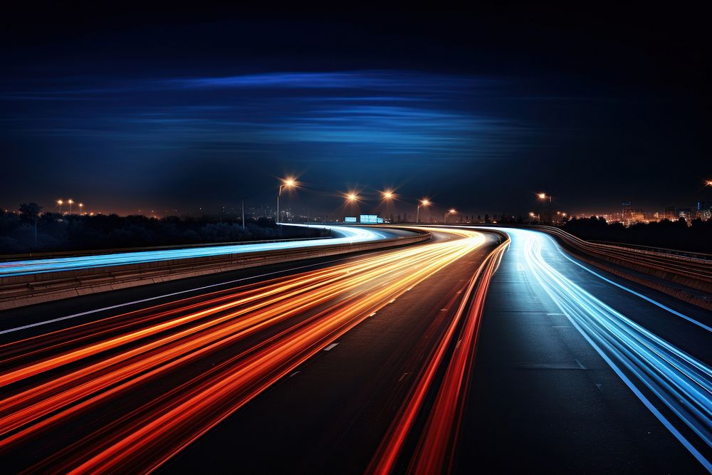 Highway night road outdoors. AI generated Image by rawpixel.