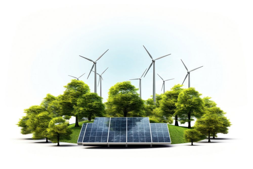 Windmill outdoors turbine tree. AI generated Image by rawpixel.