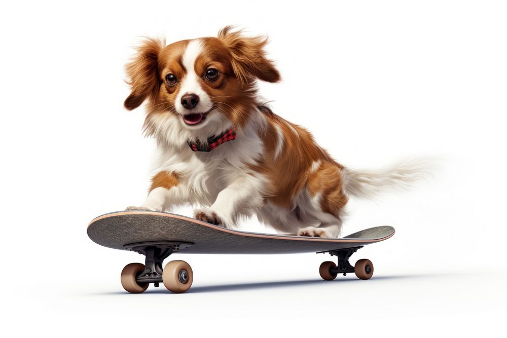 Skateboard dog mammal animal. 