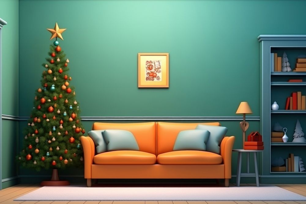 Christmas furniture room art. AI generated Image by rawpixel.