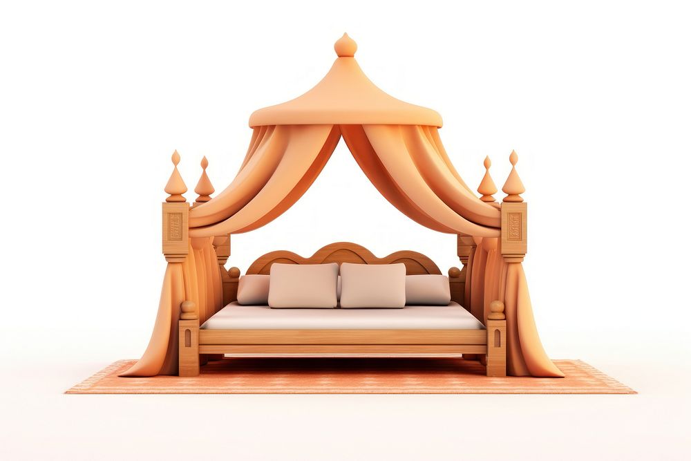 Bed furniture white background spirituality. AI generated Image by rawpixel.