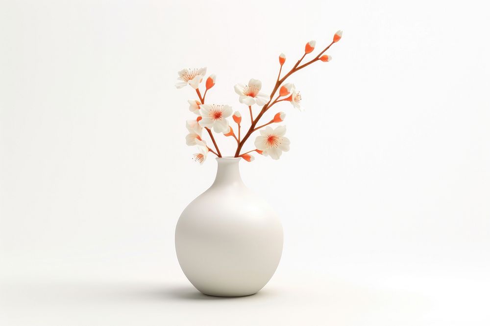 Flower vase blossom plant white. AI generated Image by rawpixel.