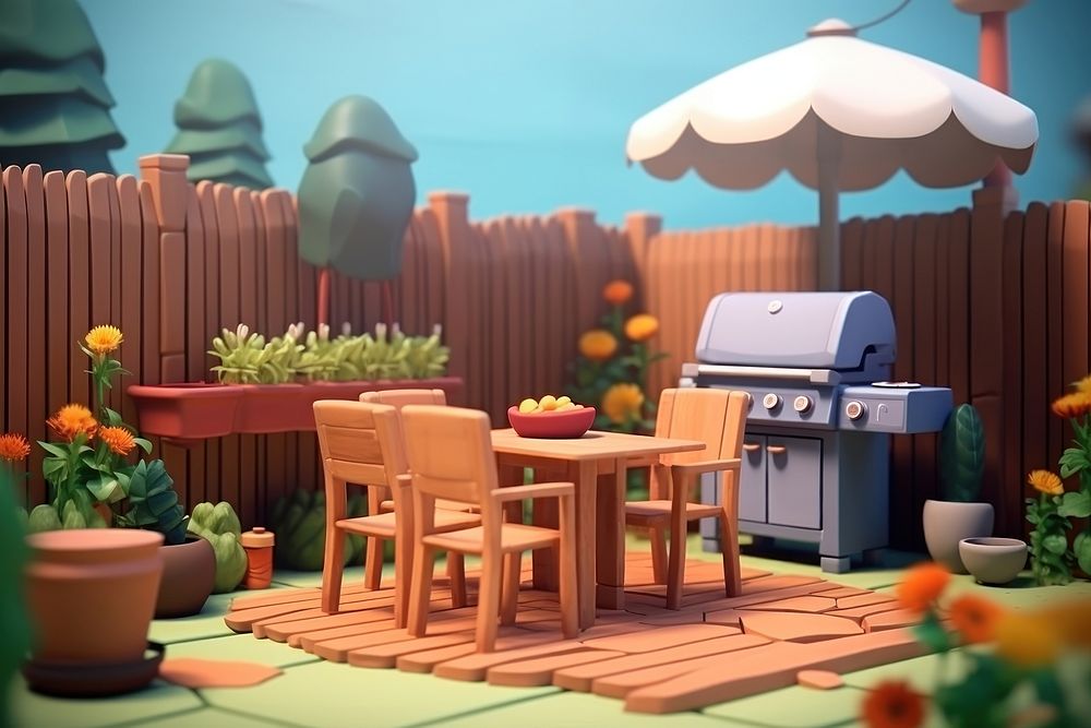 Furniture backyard outdoors cartoon. AI generated Image by rawpixel.