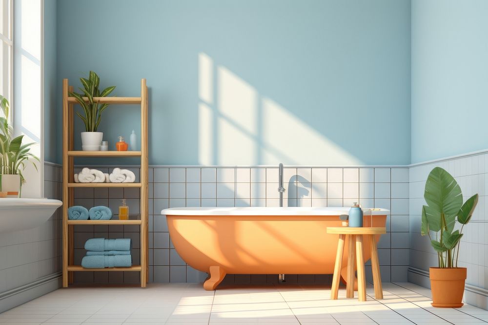 Bathroom bathtub home architecture. AI generated Image by rawpixel.