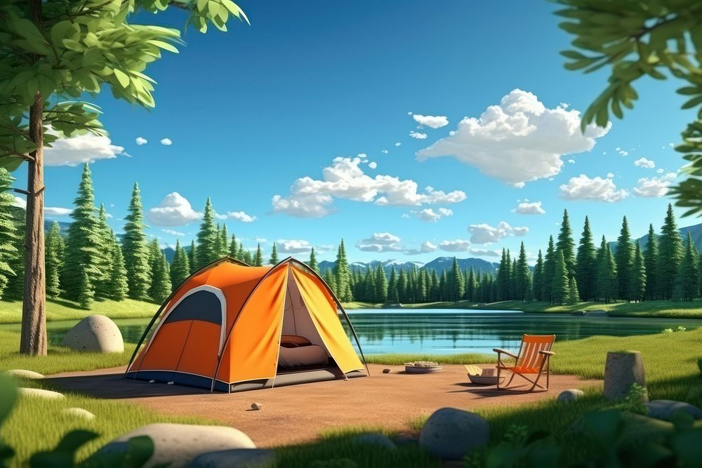 Camping tent outdoors nature. AI generated Image by rawpixel.