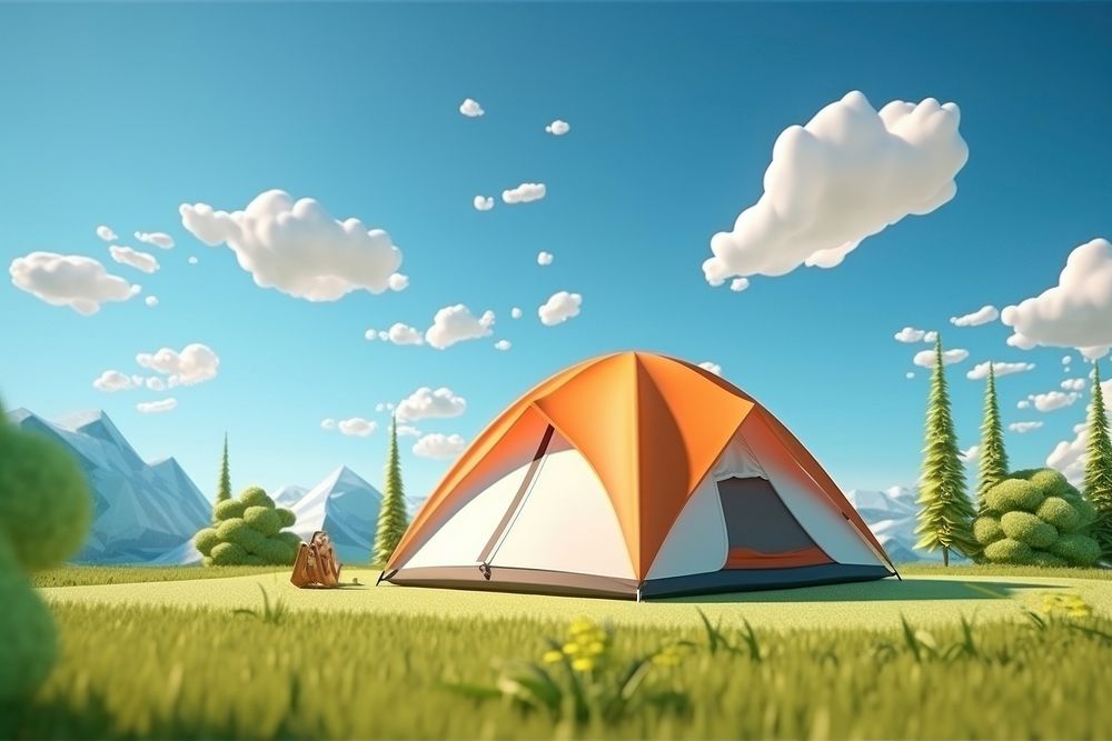 Camping tent landscape outdoors. AI generated Image by rawpixel.