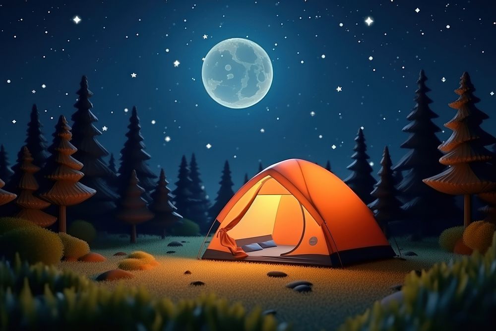 Camping night tent astronomy. AI generated Image by rawpixel.