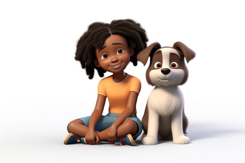 Smiling cartoon girl pet. AI generated Image by rawpixel.