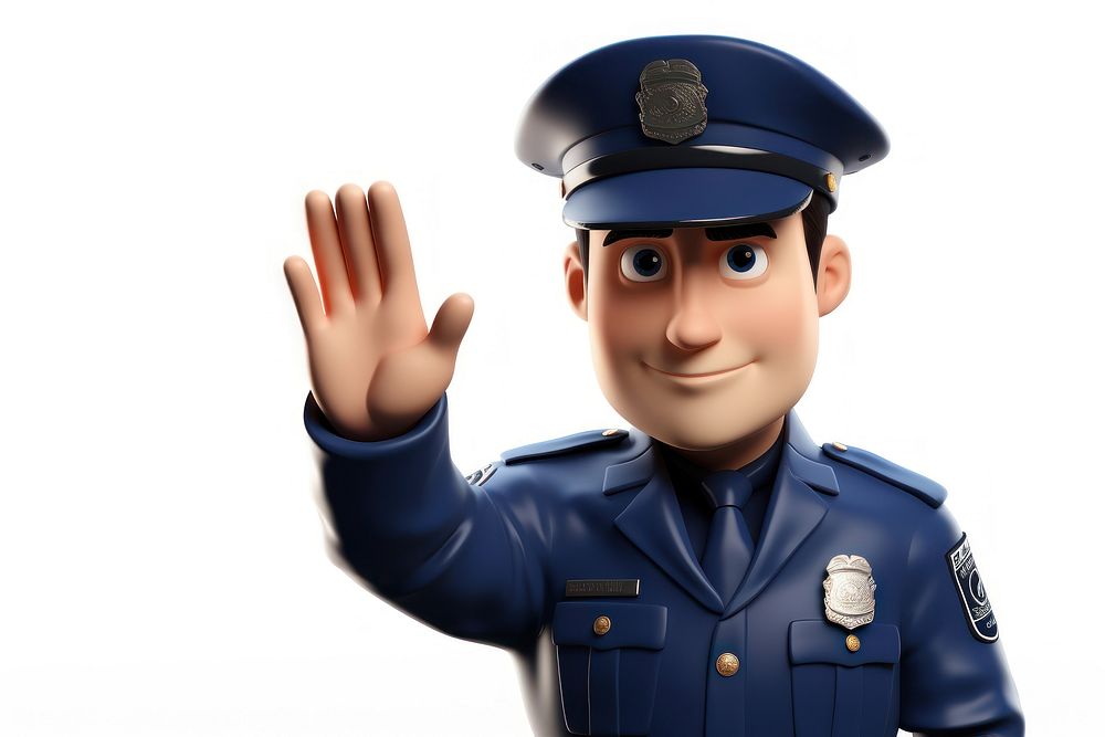 Officer cartoon white background front view. AI generated Image by rawpixel.