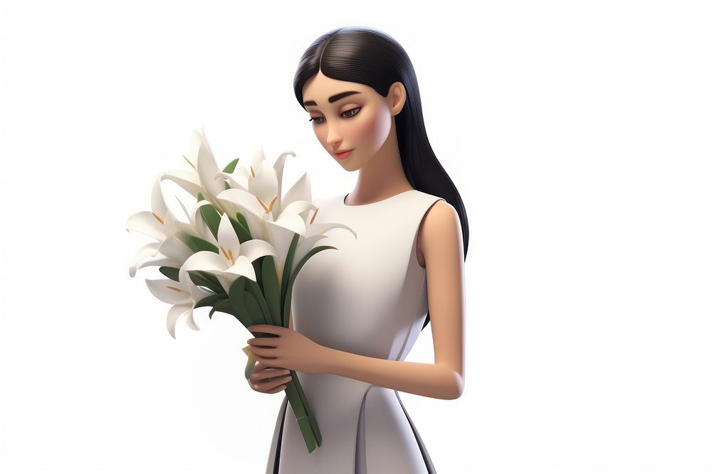 Holding cartoon flower female. AI generated Image by rawpixel.