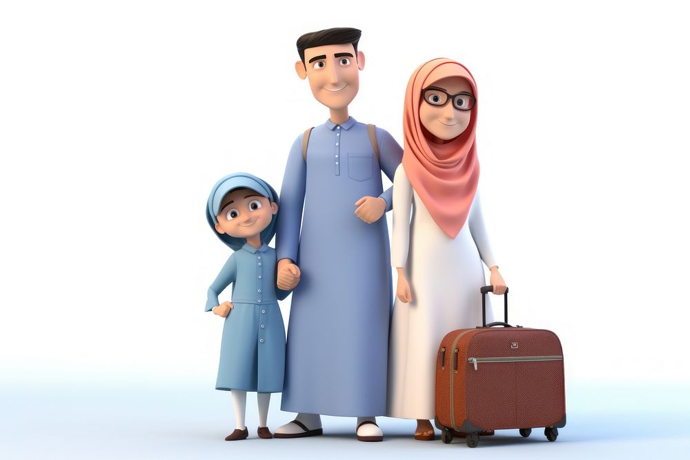 Suitcase luggage cartoon family. AI generated Image by rawpixel.