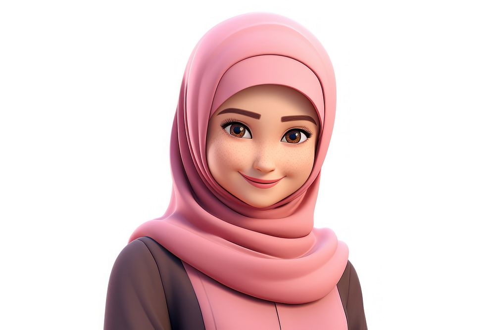 Cartoon female hijab scarf. AI generated Image by rawpixel.