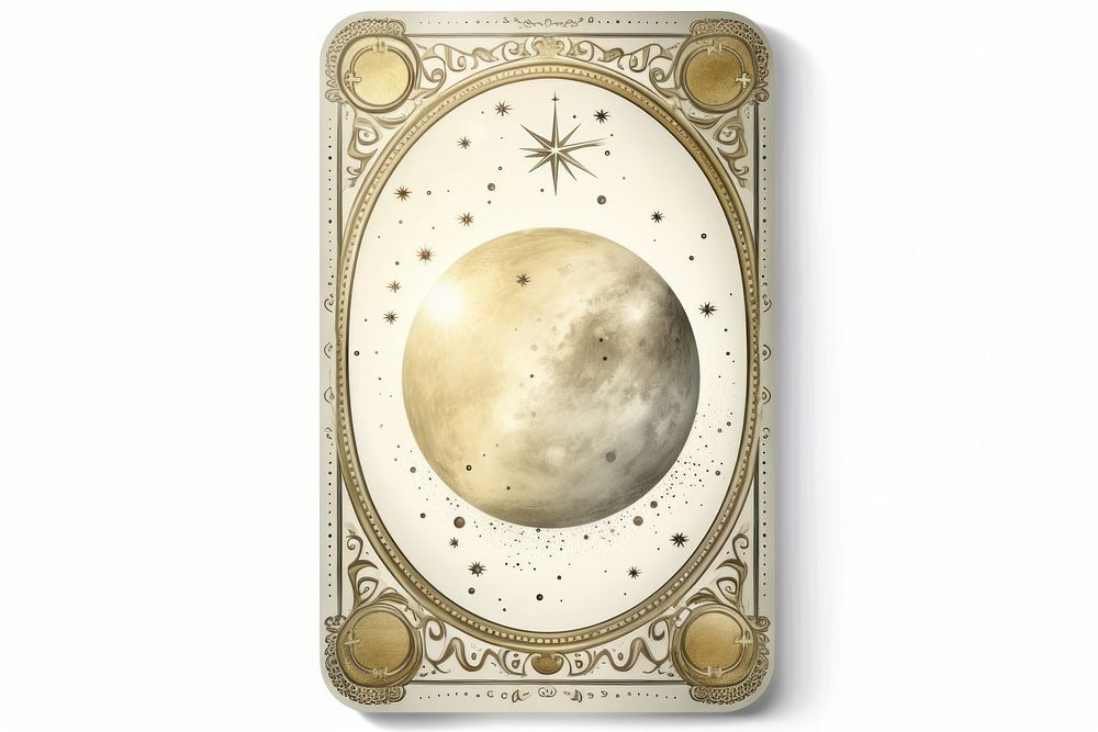 Tarot card moon astronomy white background. AI generated Image by rawpixel.
