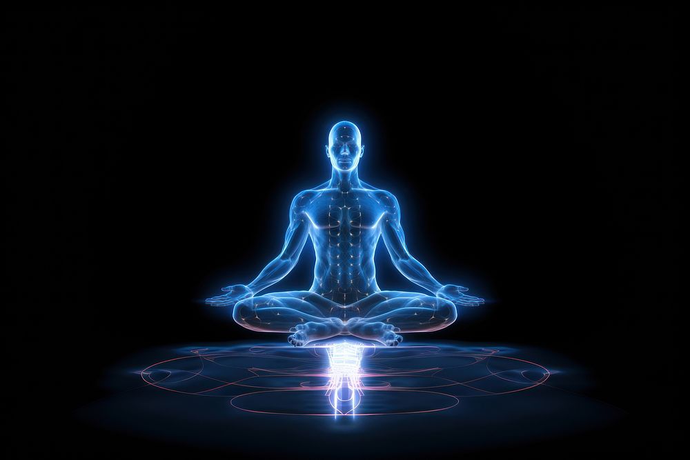 Meditating light human yoga. AI generated Image by rawpixel.