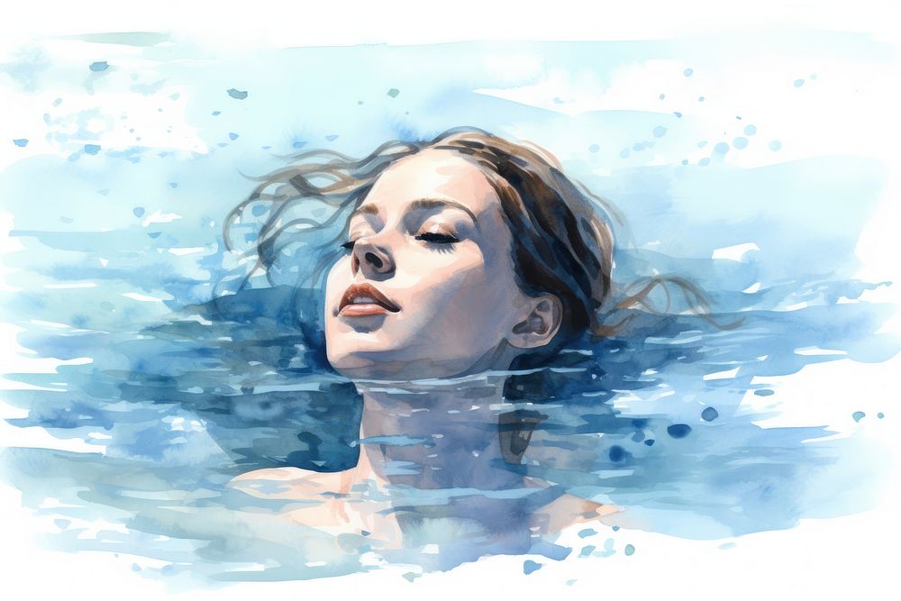 Swimming painting portrait adult. AI generated Image by rawpixel.