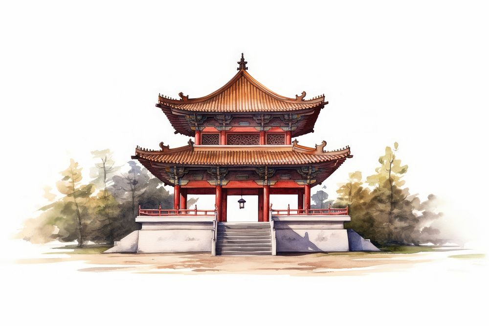 Temple architecture building pagoda. AI generated Image by rawpixel.