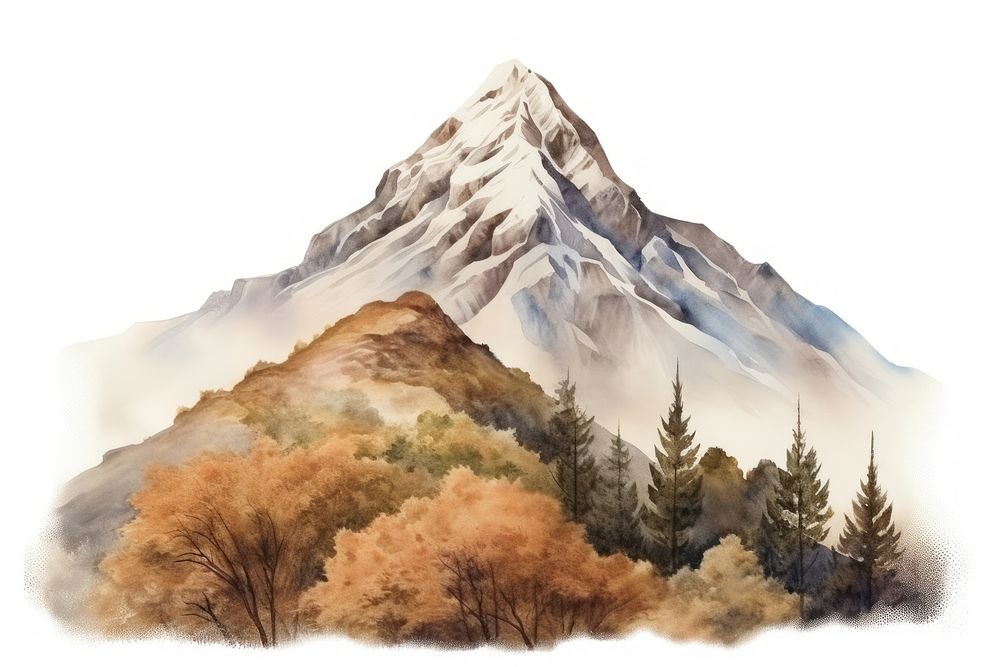 Mountain painting wilderness landscape. AI generated Image by rawpixel.