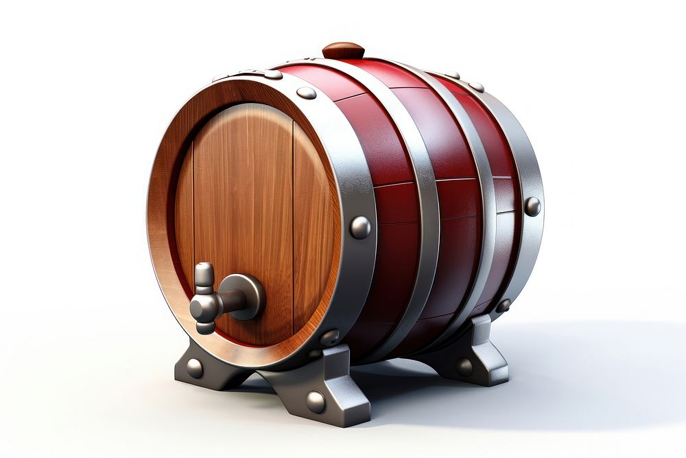 Wine keg barrel white background membranophone. AI generated Image by rawpixel.