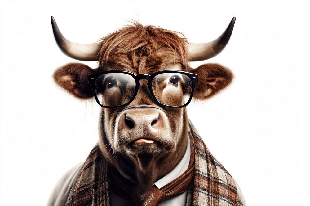 Glasses livestock mammal cattle. 