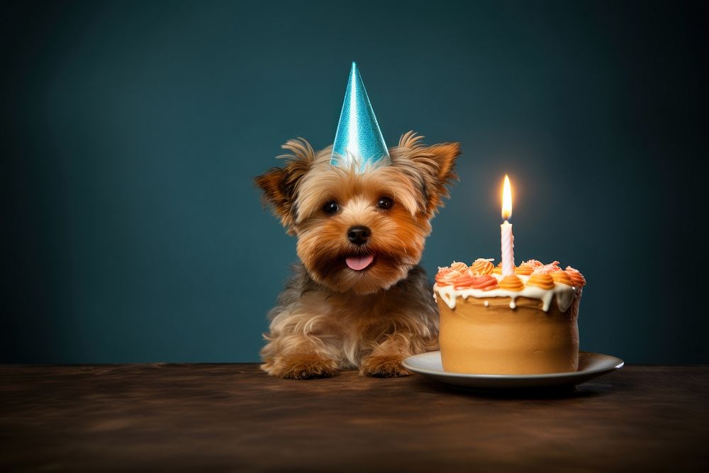 Candle cake dog birthday. AI generated Image by rawpixel.