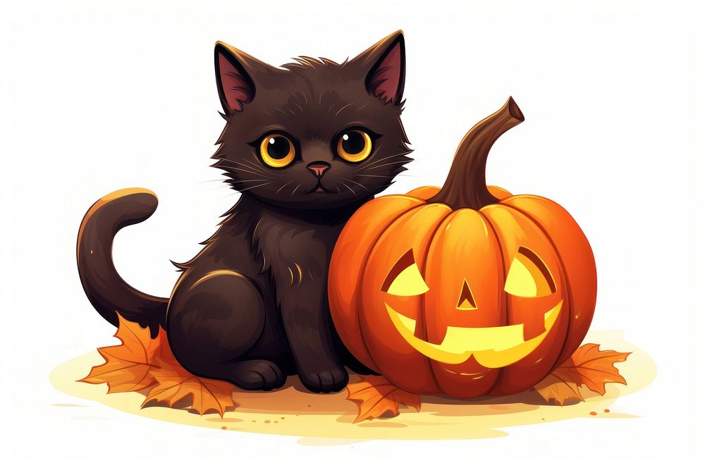 Halloween sitting pumpkin animal. AI generated Image by rawpixel.