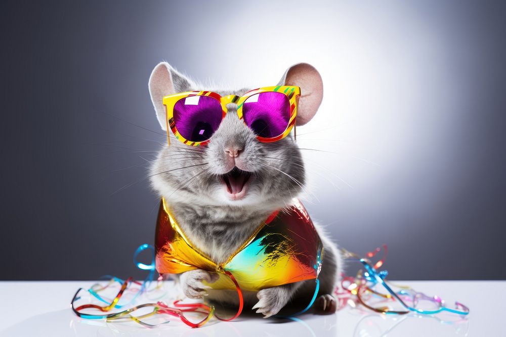 Sunglasses mammal animal rodent. AI generated Image by rawpixel.