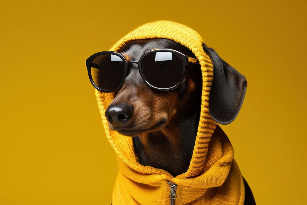 Sunglasses dachshund portrait sweater. AI generated Image by rawpixel.