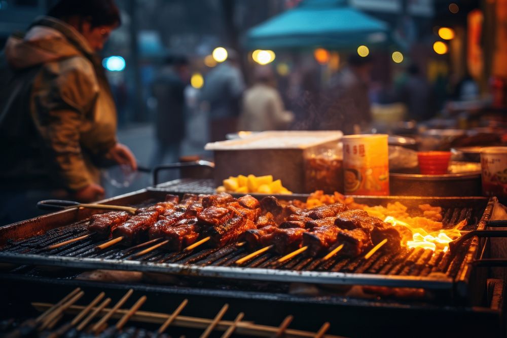 Food grilling cooking street. AI generated Image by rawpixel.