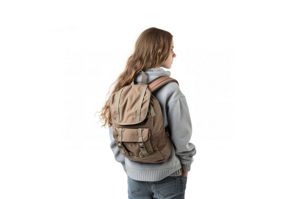 Backpack bag white background backpacking. AI generated Image by rawpixel.