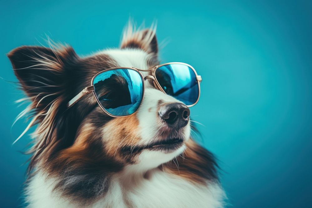 Sunglasses dog spaniel mammal. 