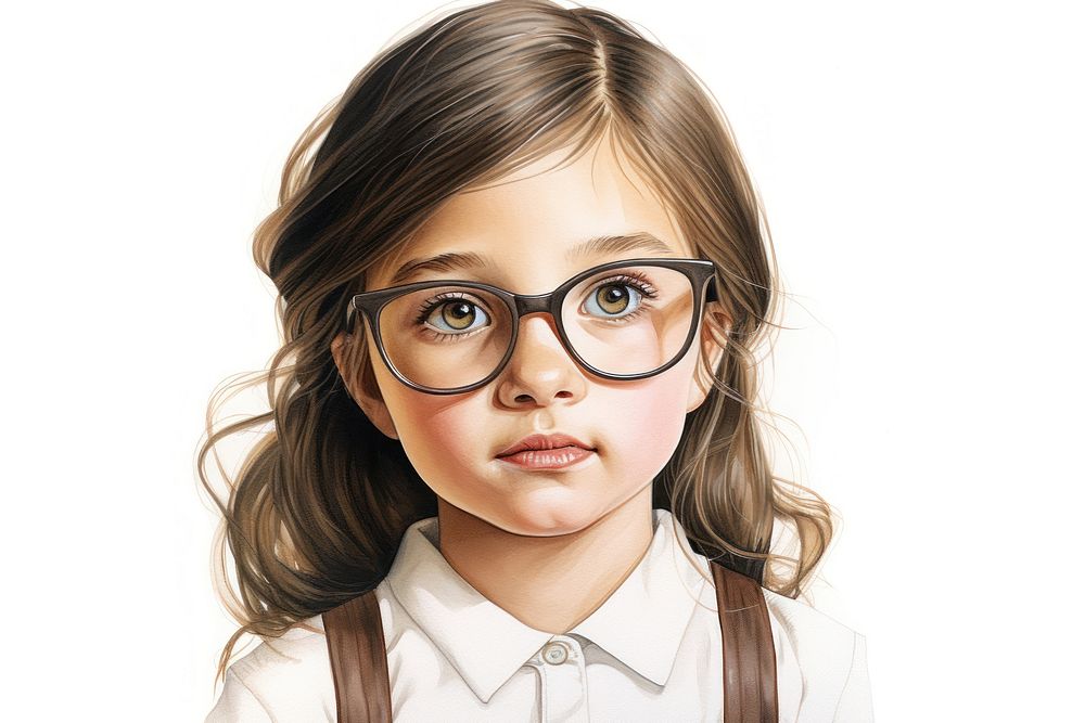Glasses portrait white background intelligence. AI generated Image by rawpixel.