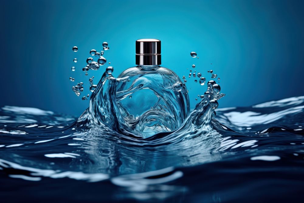 Cosmetics perfume bottle reflection. 