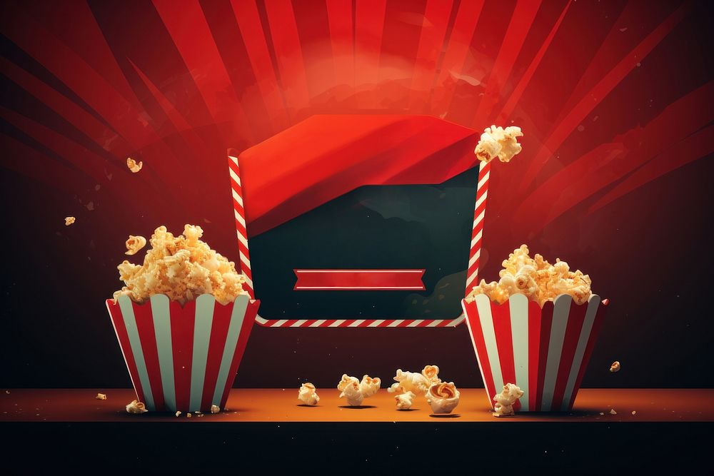 Popcorn movie sign text. AI generated Image by rawpixel.