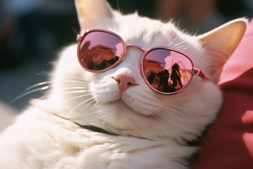 Sunglasses mammal animal pink. AI generated Image by rawpixel.