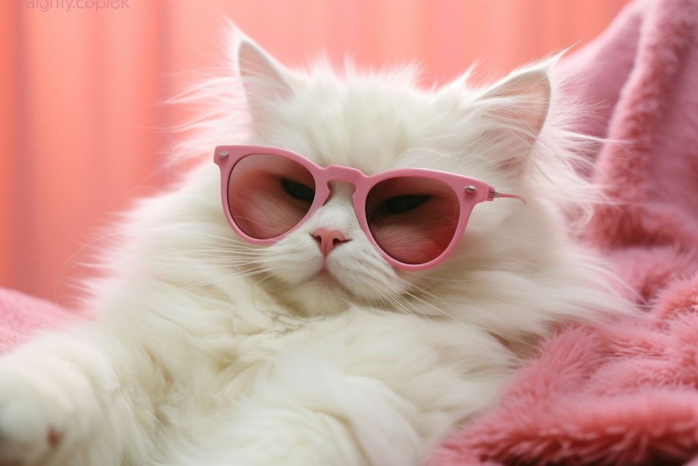 Sunglasses mammal animal kitten. AI generated Image by rawpixel.