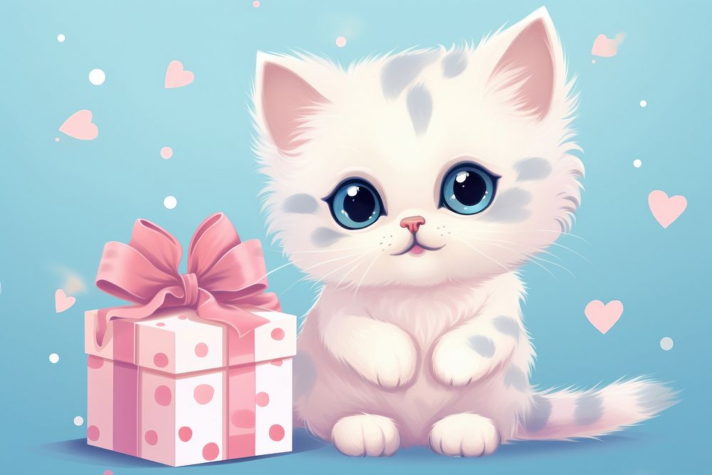 Kitten animal mammal gift. AI generated Image by rawpixel.