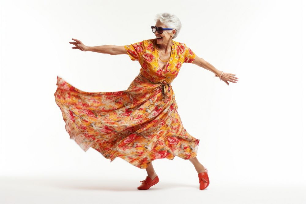 Dancing adult woman white background. AI generated Image by rawpixel.