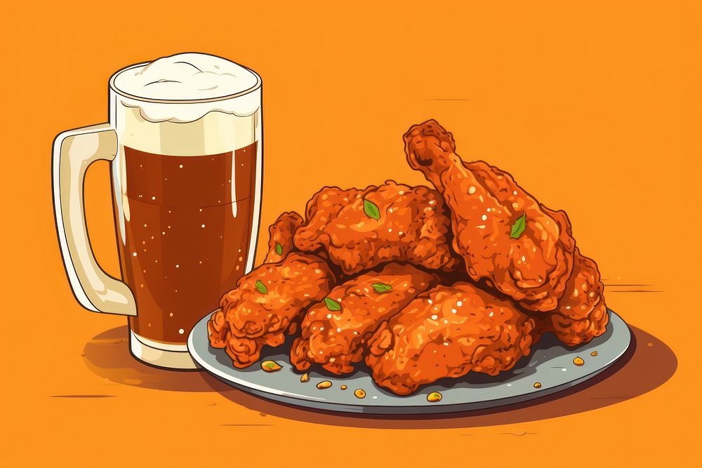 Beer drink fried food. AI generated Image by rawpixel.