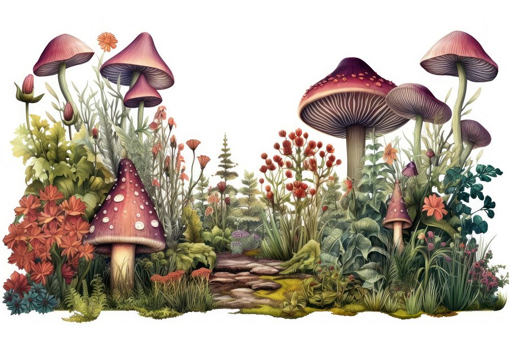 Garden mushroom fungus agaric. AI generated Image by rawpixel.