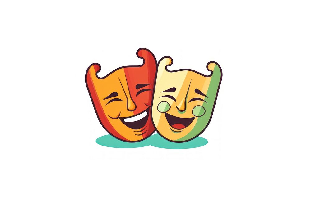 Cartoon mask white background togetherness. AI generated Image by rawpixel.