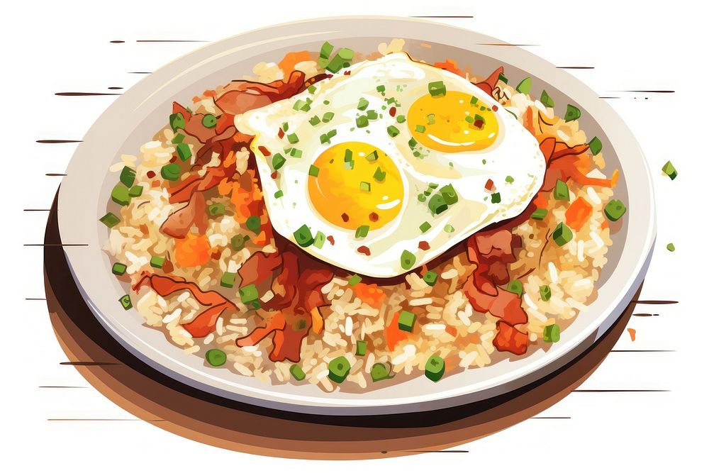 Egg bacon plate fried. AI generated Image by rawpixel.