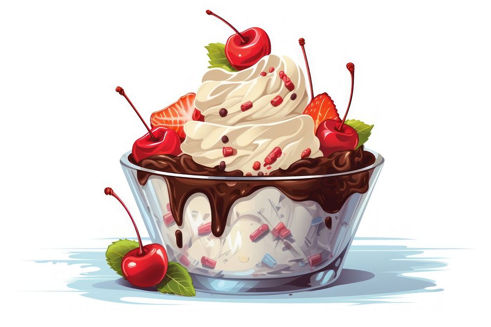 Sundae cream dessert fruit. AI generated Image by rawpixel.