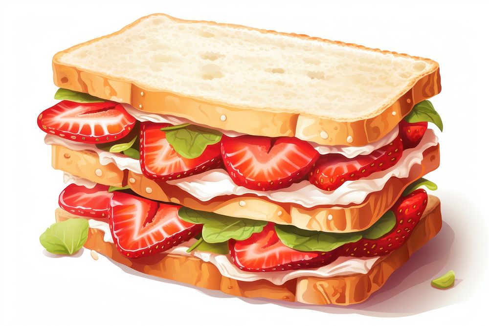 Strawberry sandwich dessert bread. AI generated Image by rawpixel.