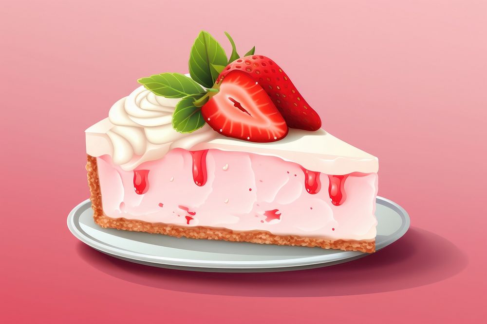 Cake strawberry cheesecake dessert. AI generated Image by rawpixel.